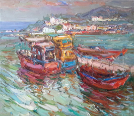 Картина "Красные лодки"